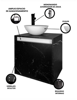 Foto 3 | Gabinete Para Baño Con Lavabo Y Llave Minimalista Modelo Phía