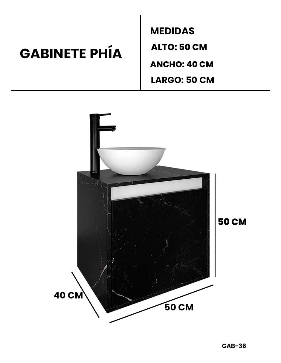 Foto 9 pulgar | Gabinete Para Baño Con Lavabo Y Llave Minimalista Modelo Phía