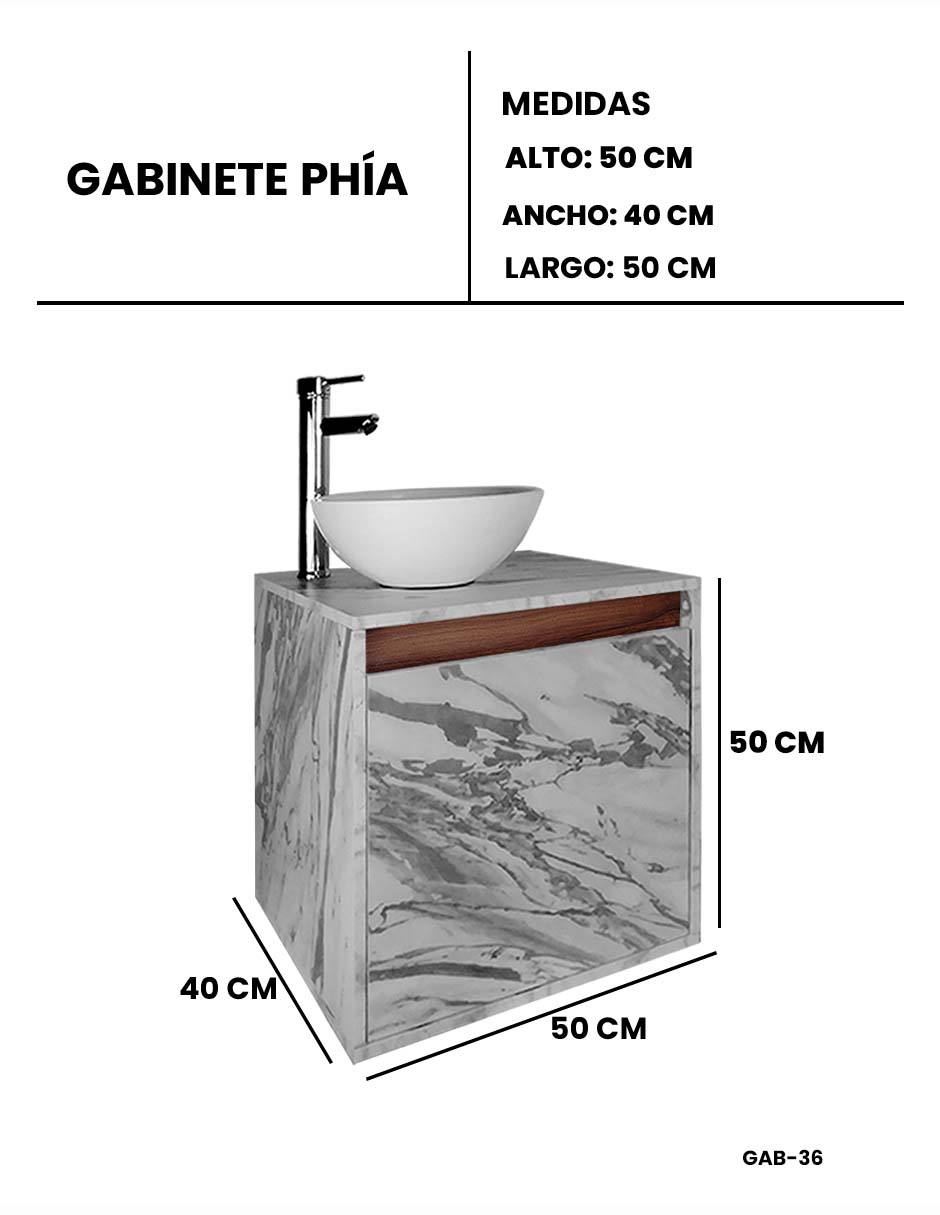 Foto 9 pulgar | Gabinete Para Baño Con Lavabo Y Llave Minimalista Modelo Phía