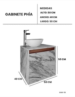 Foto 8 | Gabinete Para Baño Con Lavabo Y Llave Minimalista Modelo Phía