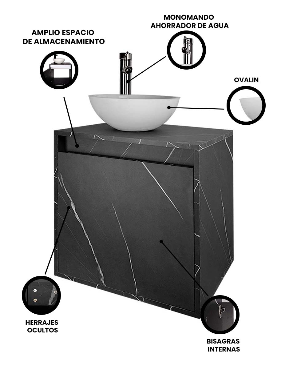 Foto 4 pulgar | Gabinete Para Baño Con Lavabo Y Llave Minimalista Modelo Phía