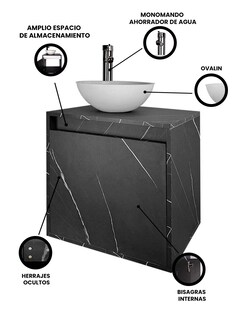 Foto 3 | Gabinete Para Baño Con Lavabo Y Llave Minimalista Modelo Phía