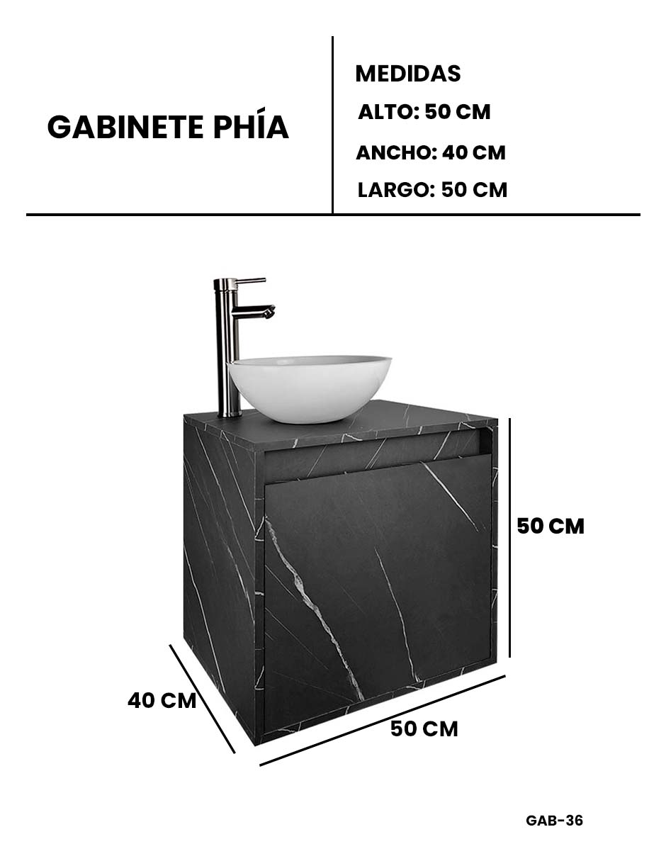 Foto 9 pulgar | Gabinete Para Baño Con Lavabo Y Llave Minimalista Modelo Phía