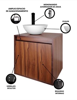 Foto 3 | Gabinete Para Baño Con Lavabo Y Llave Minimalista Modelo Phía