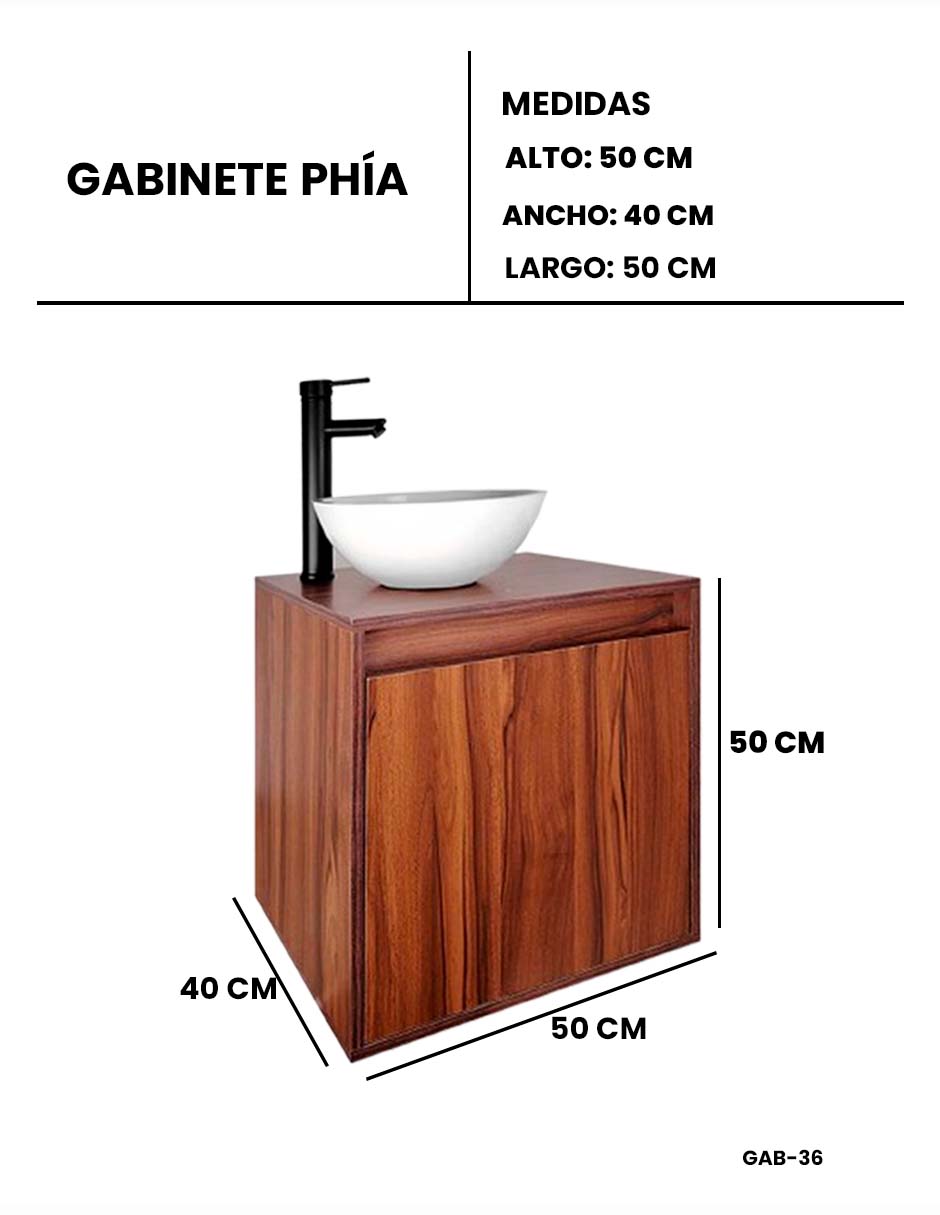 Foto 8 pulgar | Gabinete Para Baño Con Lavabo Y Llave Minimalista Modelo Phía