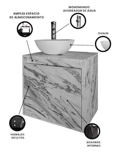 Foto 3 | Gabinete Para Baño Con Lavabo Y Llave Minimalista Modelo Phía