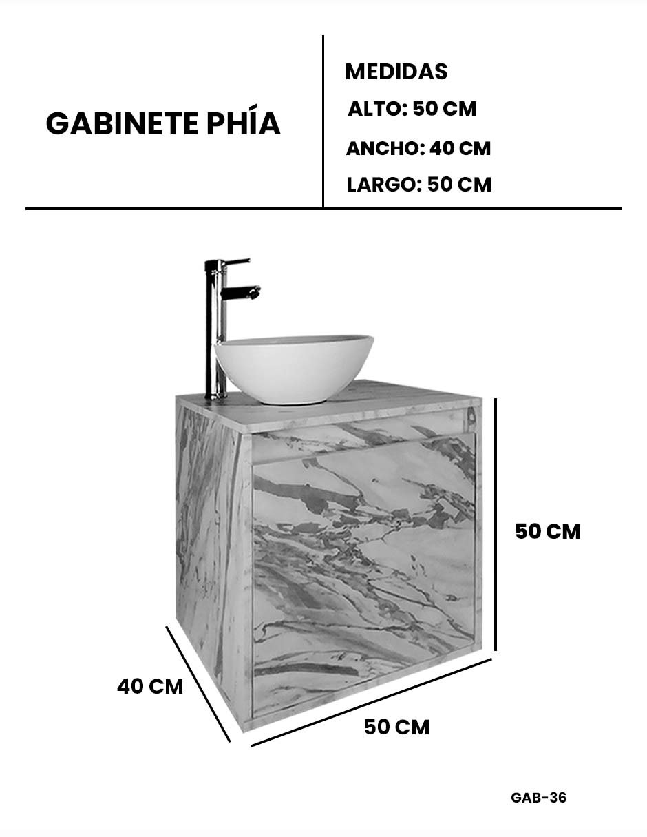 Foto 9 pulgar | Gabinete Para Baño Con Lavabo Y Llave Minimalista Modelo Phía