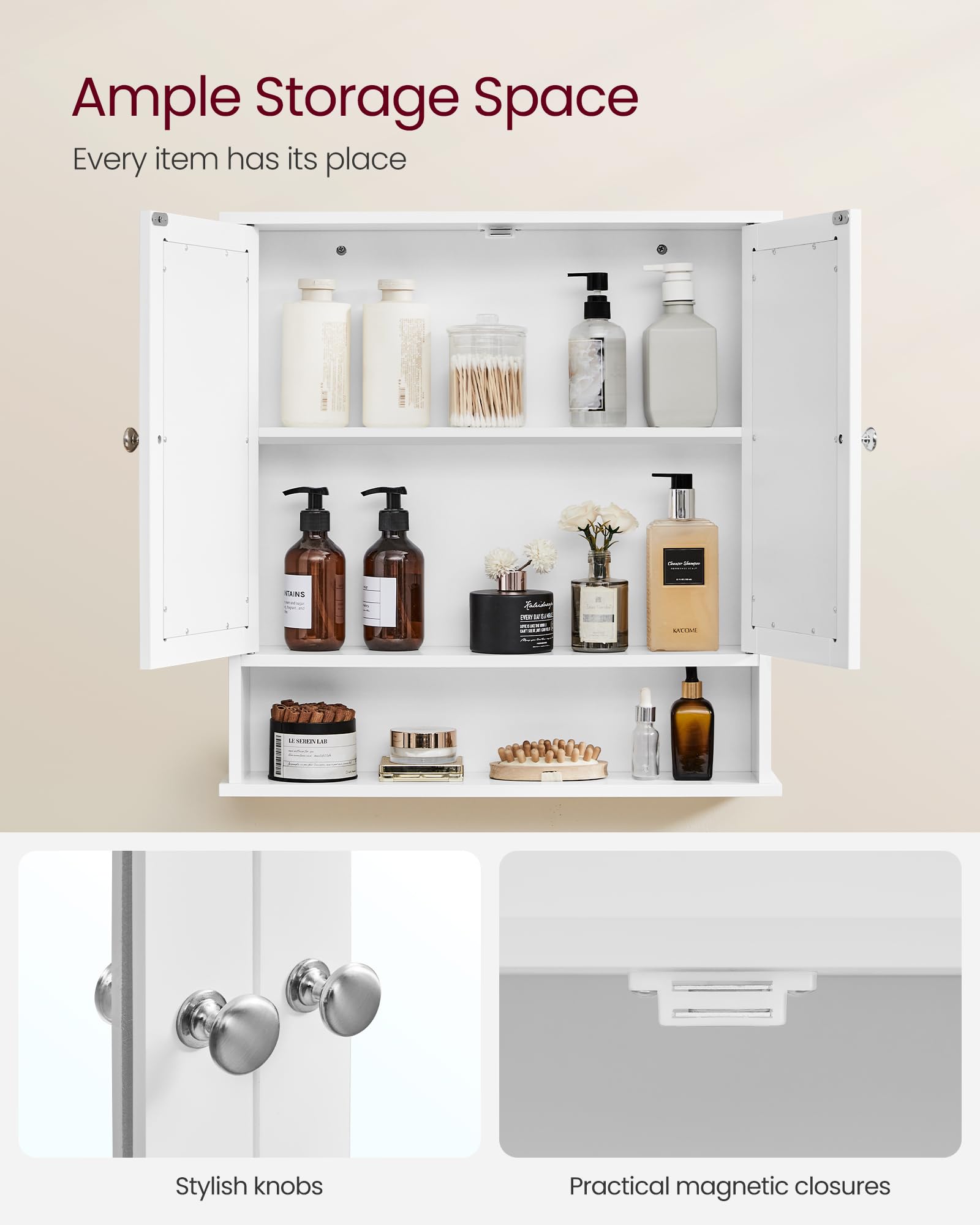 Foto 5 pulgar | Mueble de Baño Vasagle con Espejo 13 X 56,5 X 58,5 cm Blanco - Venta Internacional