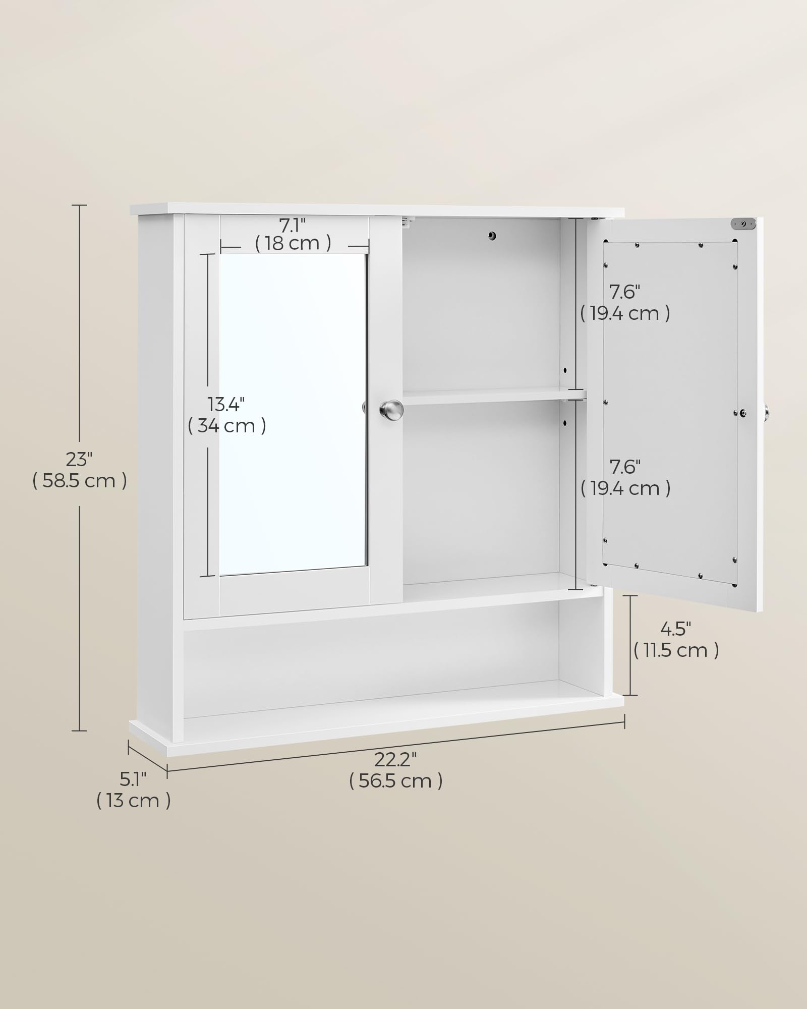Foto 6 pulgar | Mueble de Baño Vasagle con Espejo 13 X 56,5 X 58,5 cm Blanco - Venta Internacional