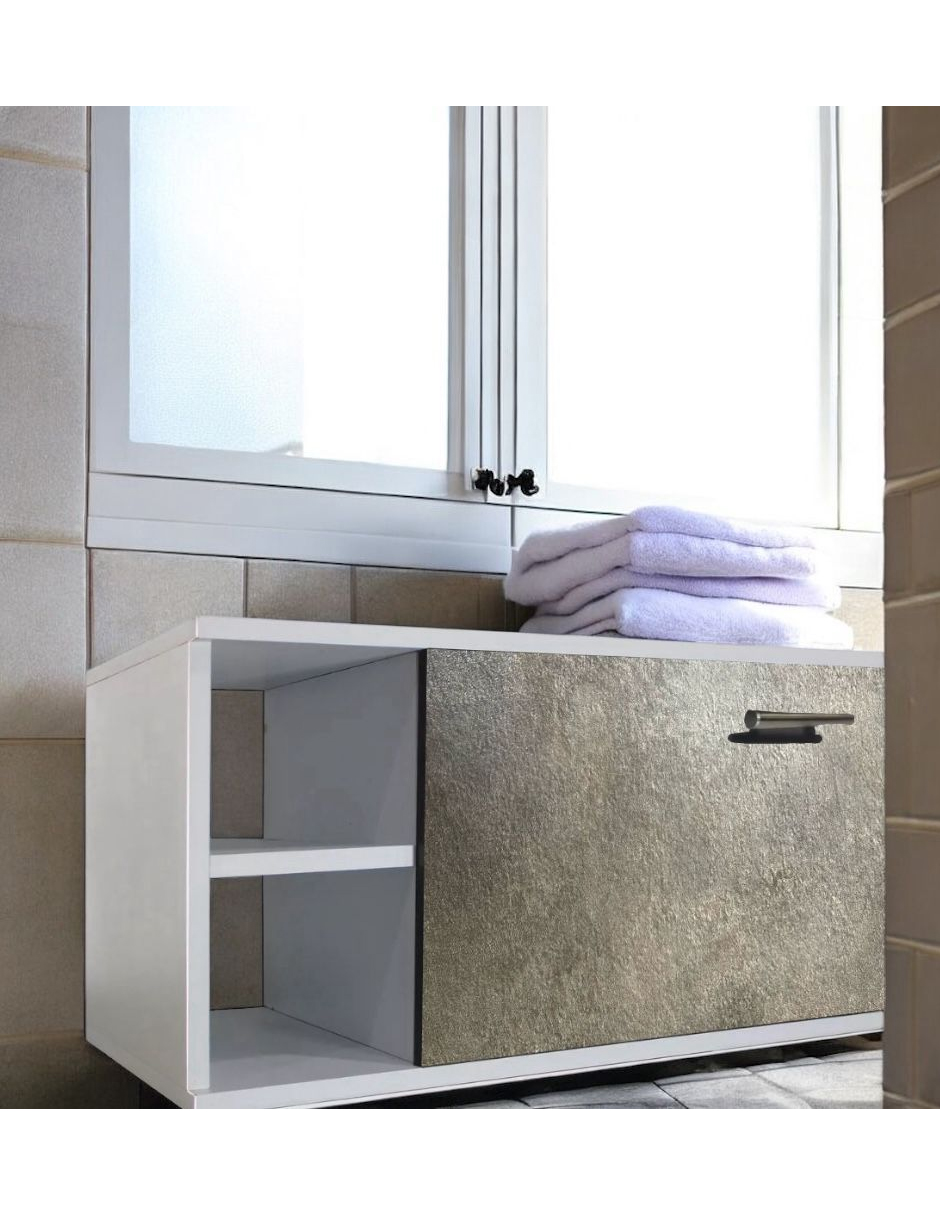 Foto 3 pulgar | Gabinete Mueble Mdf Puerta Tipo Vinil Gris Rugodo