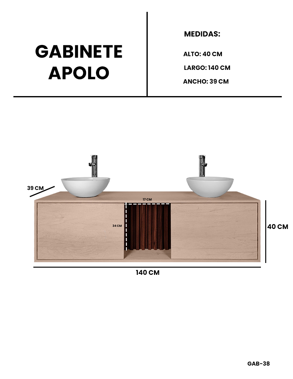 Foto 7 | Mueble Gabinete Para Baño Con Ovalin Y Monomando Dobles  Modelo Apolo