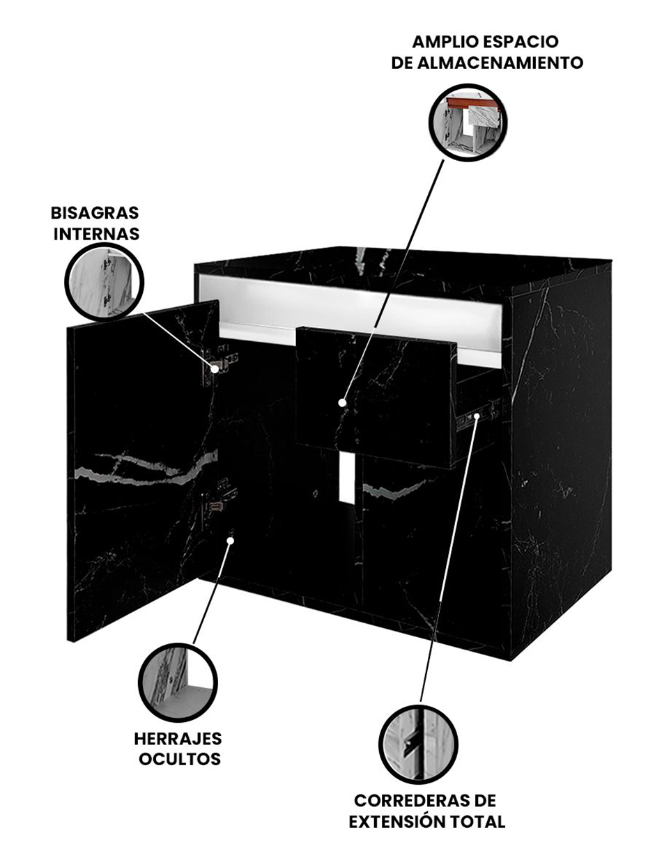 Foto 4 pulgar | Gabinete Flotante Para Baño Modelo Carina Sin Llave Ni Ovalín