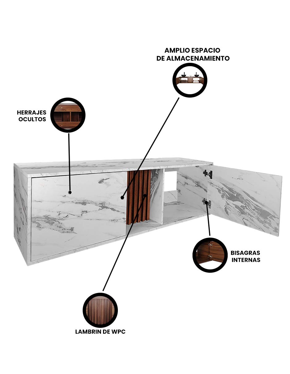 Foto 5 pulgar | Mueble Gabinete Para Baño  Sin Ovalin Ni Monomando Modelo Atlas
