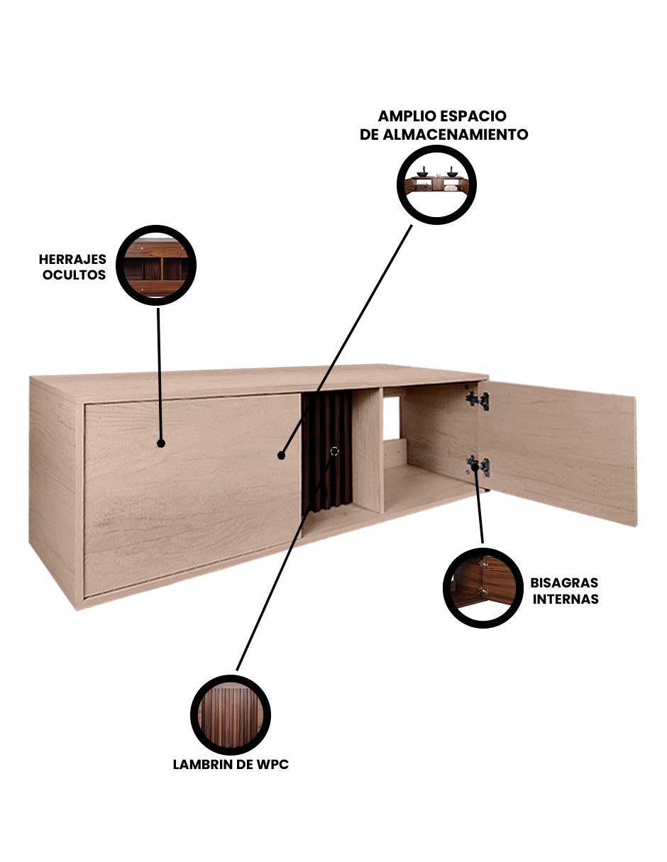 Foto 4 | Mueble Gabinete Para Baño  Sin Ovalin Ni Monomando Modelo Atlas