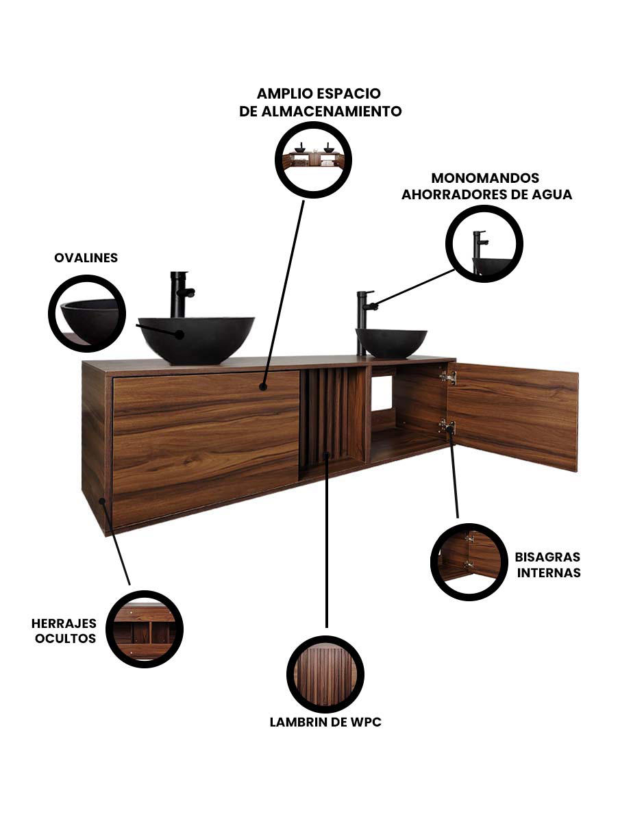 Foto 4 pulgar | Mueble Gabinete Para Baño Con Ovalin Y Monomando Dobles  Modelo Apolo