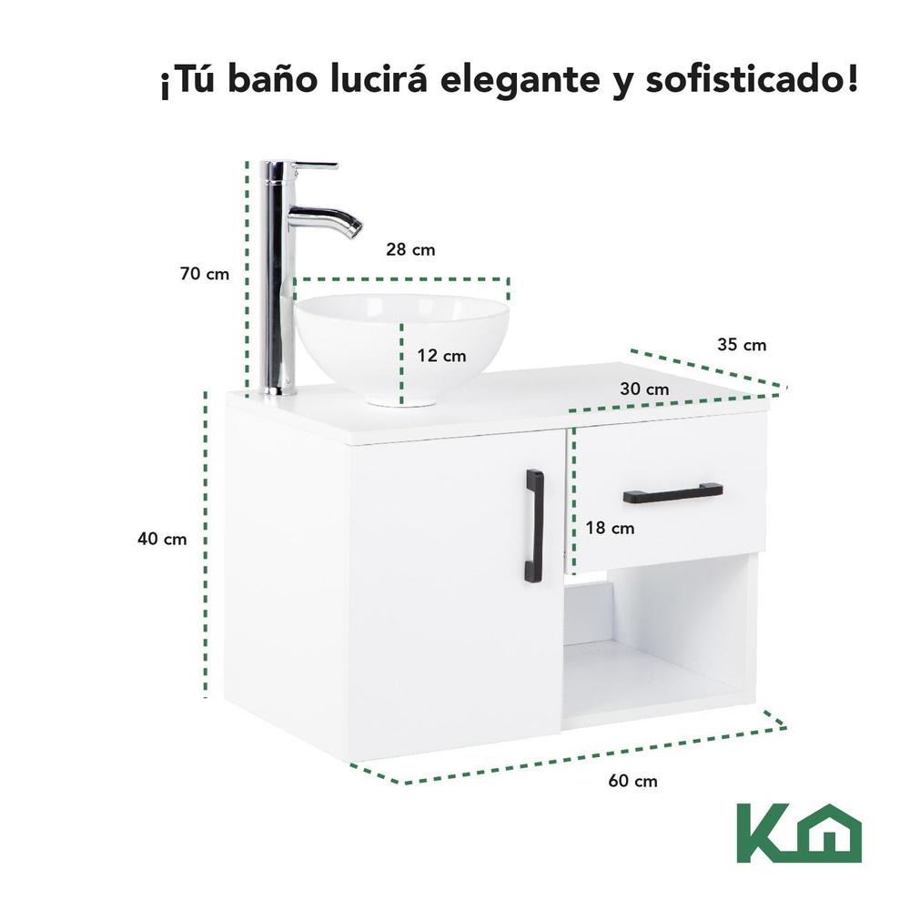 Foto 6 pulgar | Mueble Kit Para Baño Gabinete Organizador Lavamano Monomando