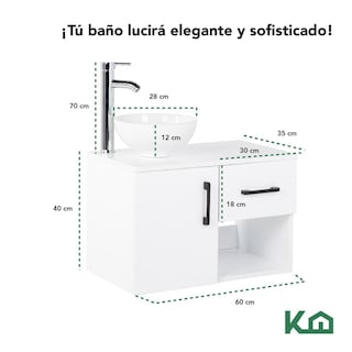 Foto 5 | Mueble Kit Para Baño Gabinete Organizador Lavamano Monomando