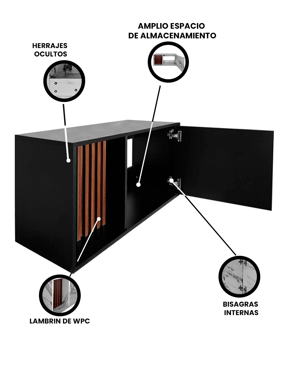 Foto 4 pulgar | Gabinete Para Lavamanos Moderno Modelo Luke, Con Detalle En Lambrin