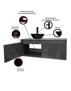 Foto 3 | Gabinete Para Baño Decomobil Con Ovalin Negro Y Monomando