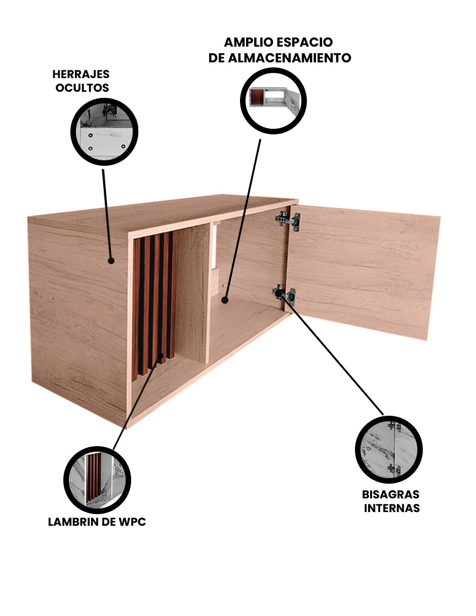 Foto 4 pulgar | Gabinete Para Lavamanos Moderno Modelo Luke, Con Detalle En Lambrin