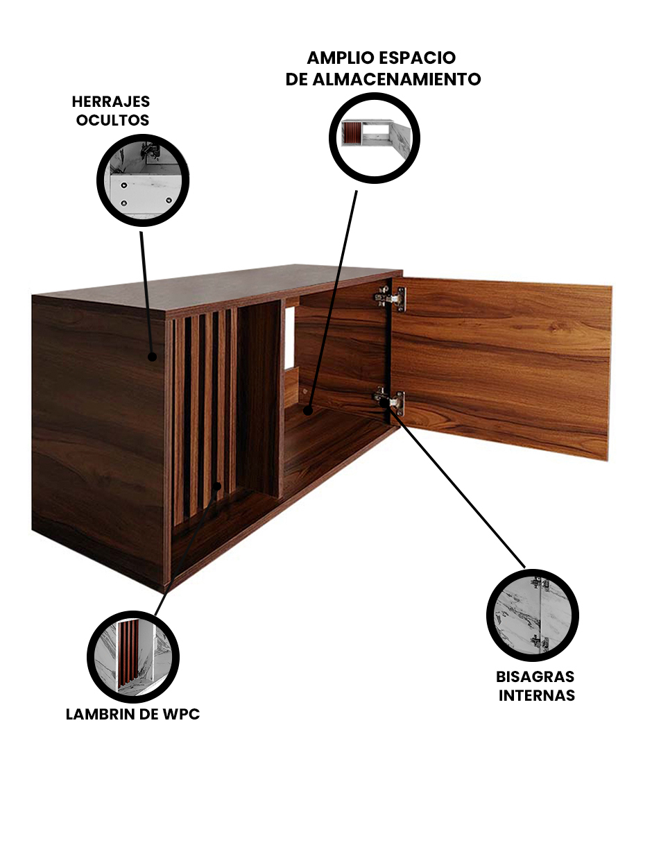 Foto 4 pulgar | Gabinete Para Lavamanos Moderno Modelo Luke, Con Detalle En Lambrin