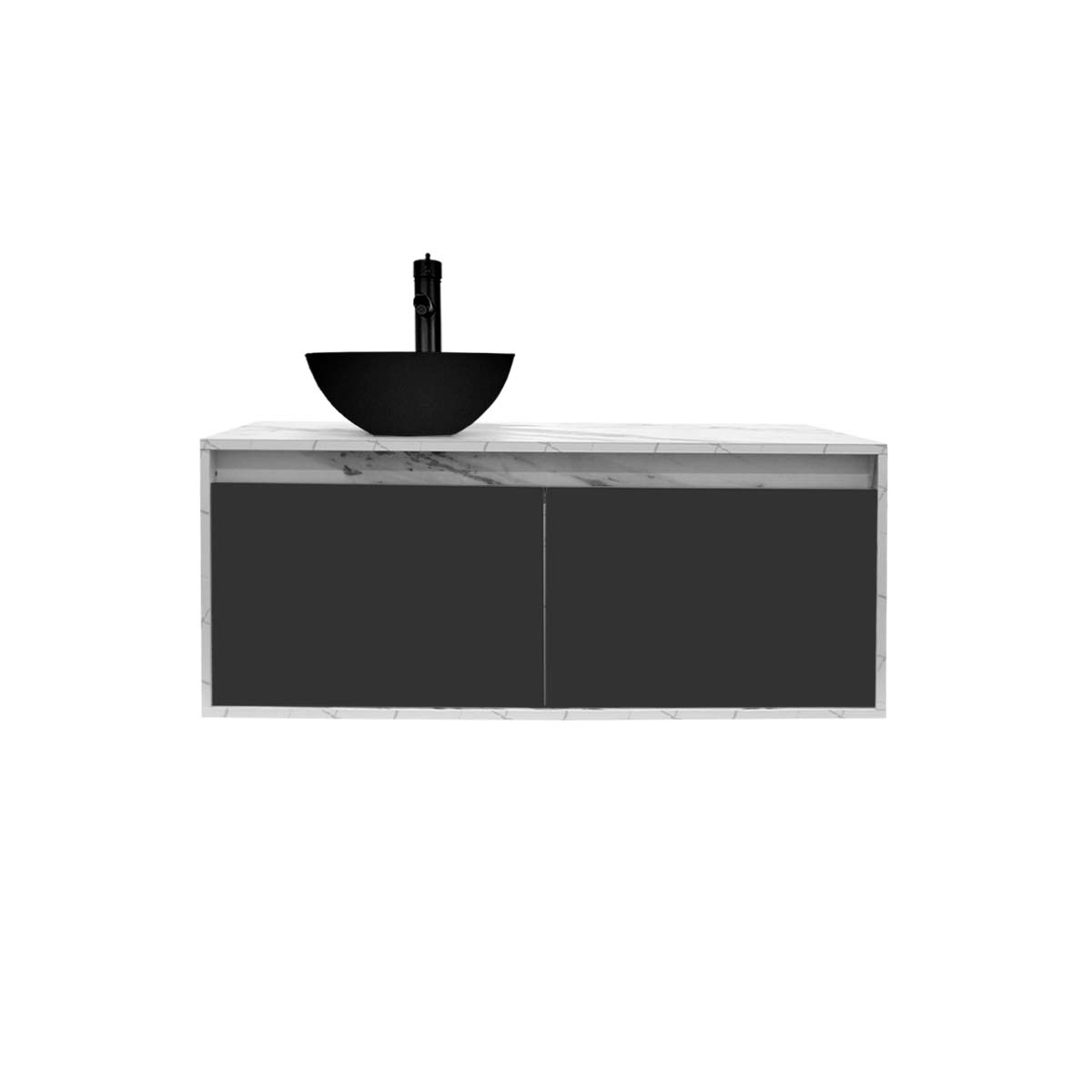 Gabinete Para Baño Con Ovalin Negro Y Monomando Modelo Provenzal