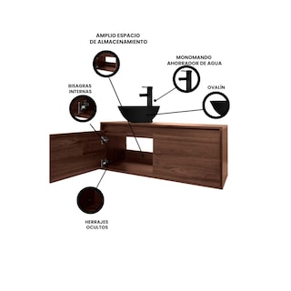 Foto 3 | Gabinete Para Baño Con Ovalin Negro Y Monomando Modelo Provenzal