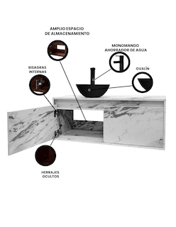 Foto 3 | Gabinete Para Baño Con Ovalin Negro Y Monomando Modelo Provenzal