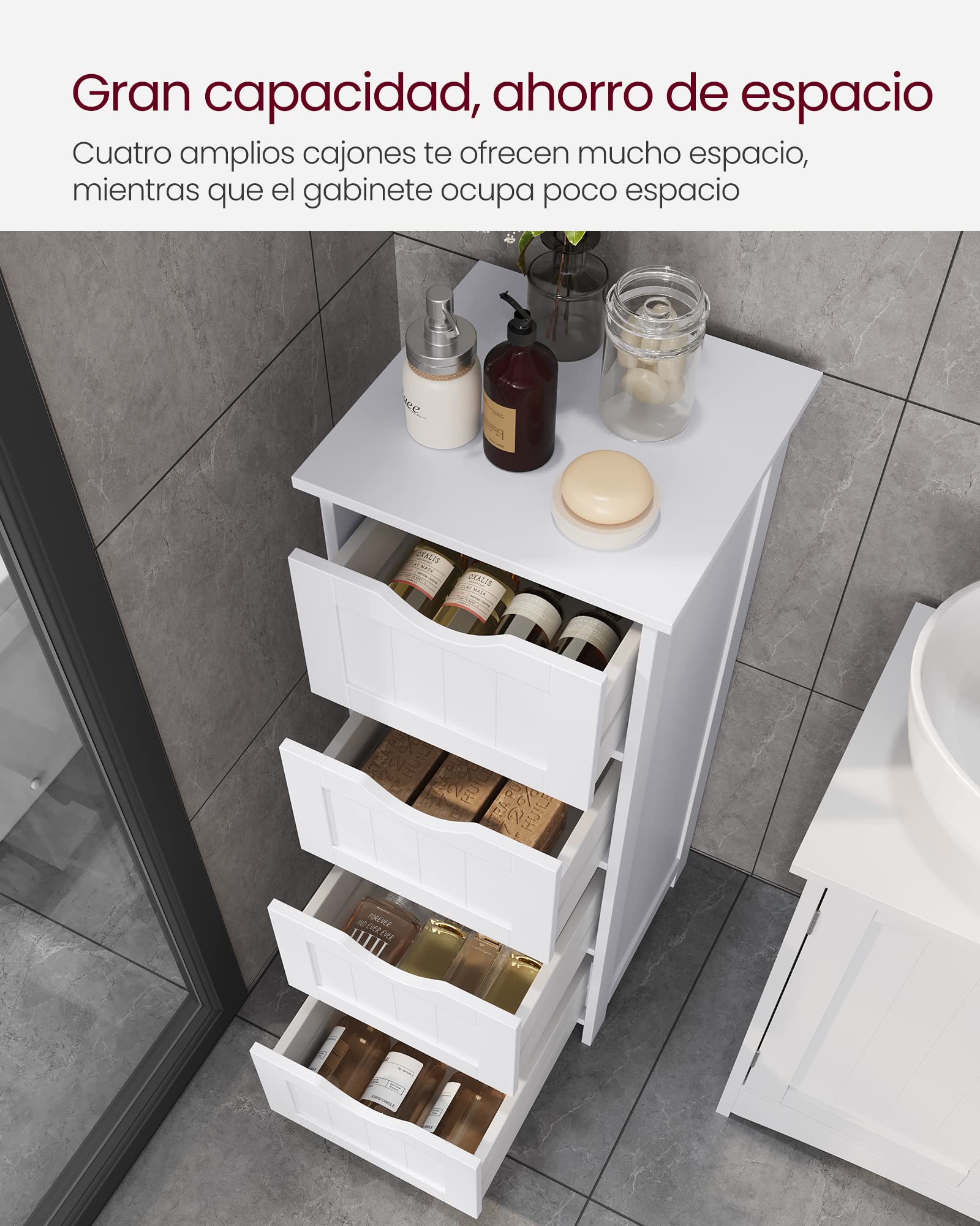 Foto 4 pulgar | Mueble para Baño Vasagle Blanco 30 x 82 cm