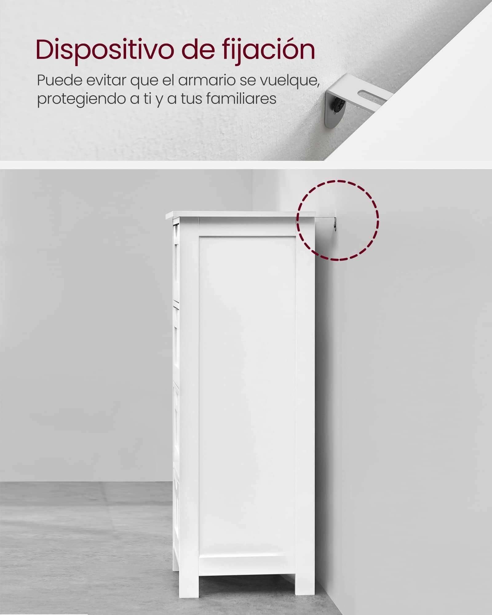 Foto 6 | Mueble para Baño Vasagle Blanco 30 x 82 cm