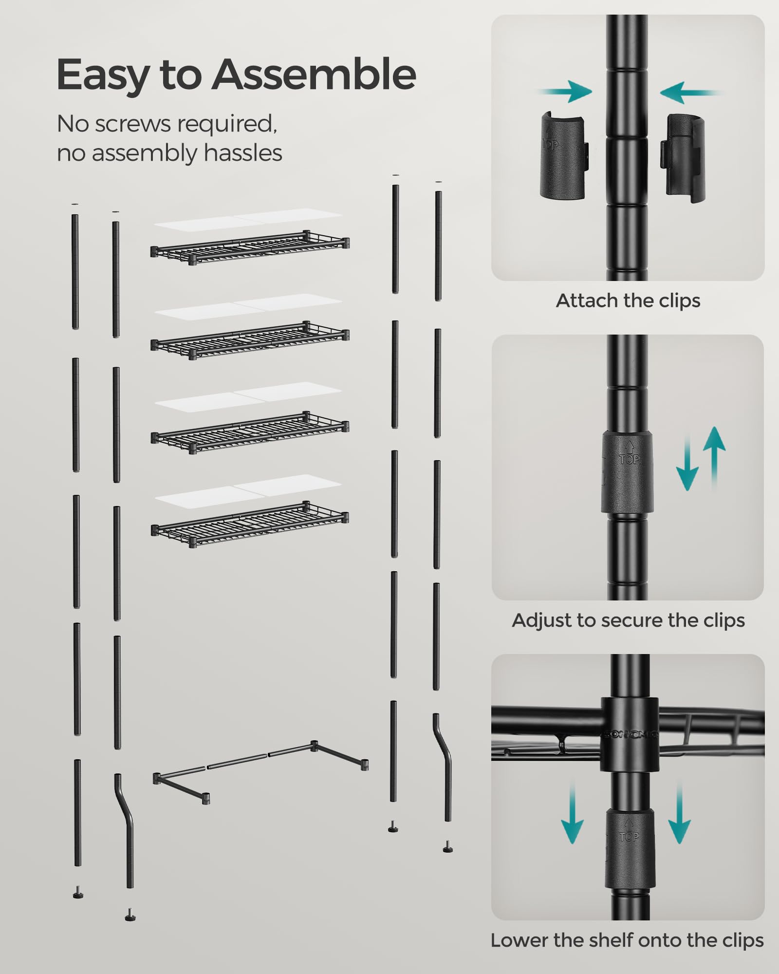 Foto 7 | Almacenamiento Para Colocar Sobre El Inodoro Songmics, 4 Niveles, Metal Negro - Venta Internacional.