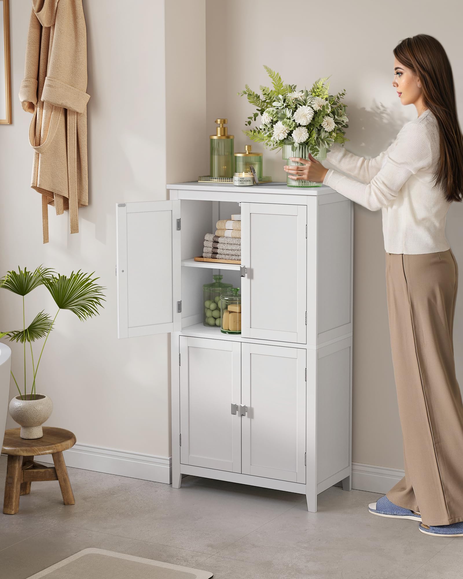 Foto 4 pulgar | Gabinete De Almacenamiento De Piso Para Baño Vasagle White Ubbc552p31 - Venta Internacional.