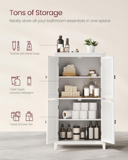 Foto 4 | Gabinete De Almacenamiento De Piso Para Baño Vasagle White Ubbc552p31 - Venta Internacional.