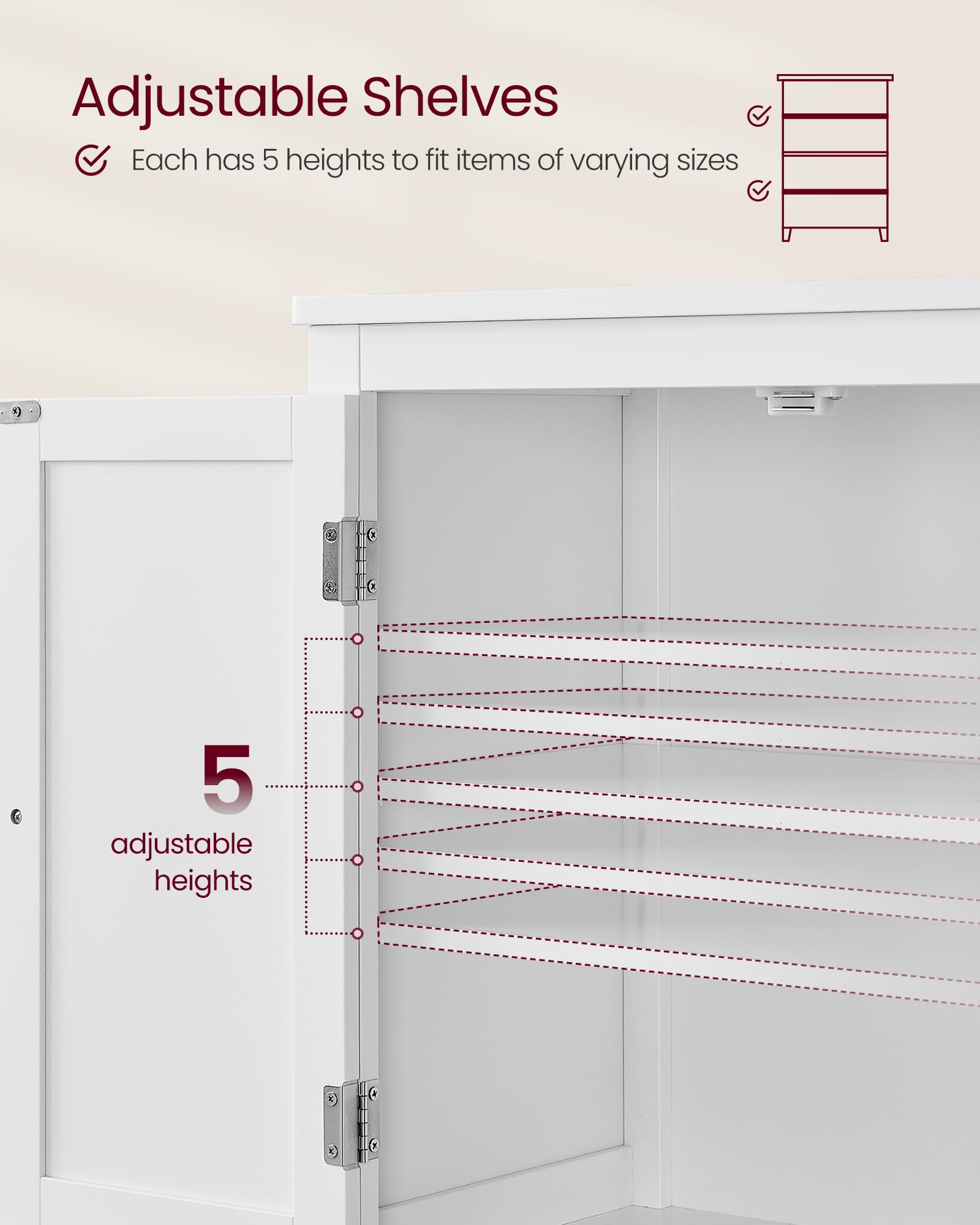 Foto 6 pulgar | Gabinete De Almacenamiento De Piso Para Baño Vasagle White Ubbc552p31 - Venta Internacional.
