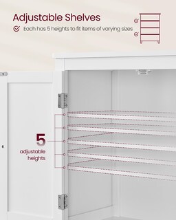Foto 5 | Gabinete De Almacenamiento De Piso Para Baño Vasagle White Ubbc552p31 - Venta Internacional.