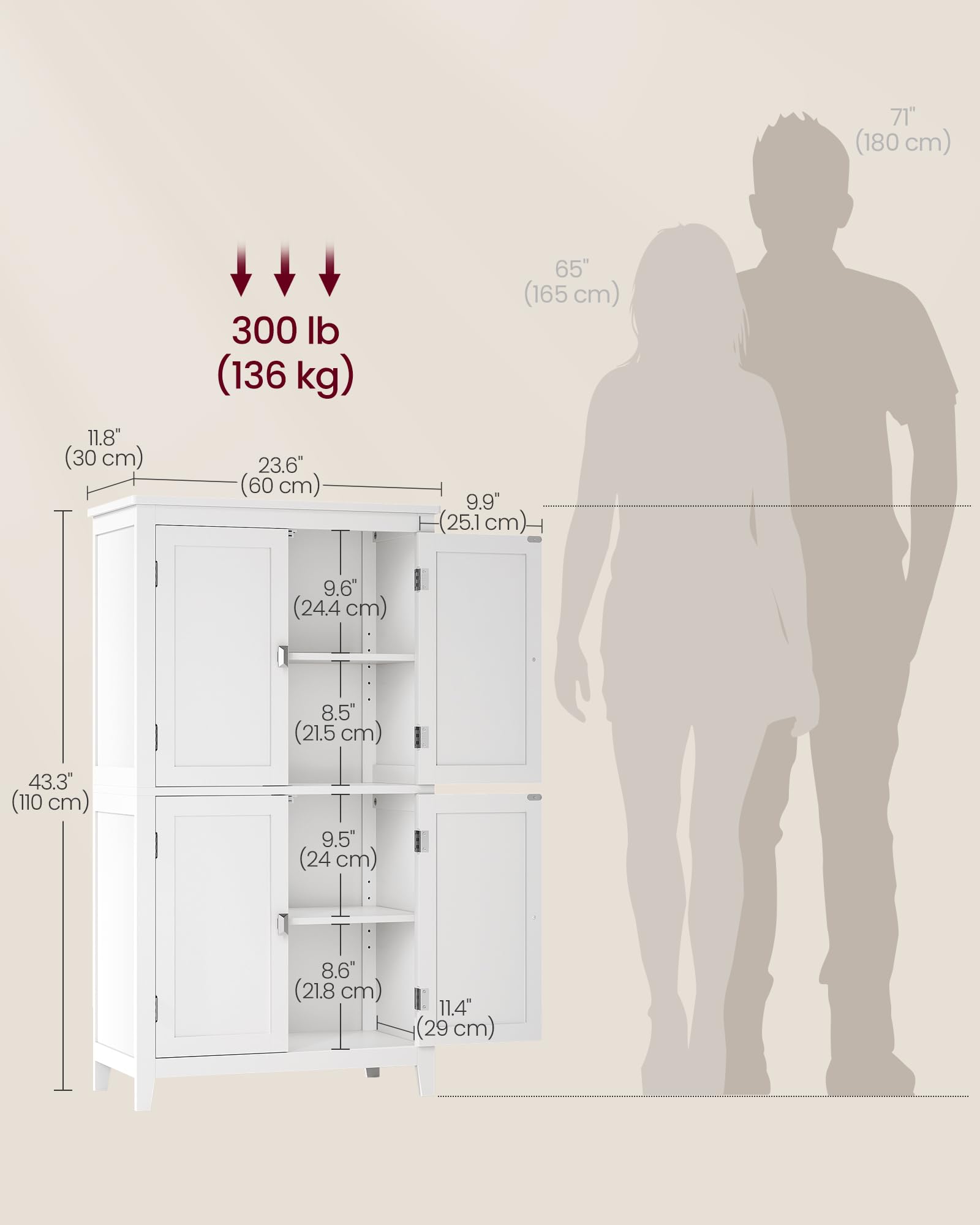 Foto 7 | Gabinete De Almacenamiento De Piso Para Baño Vasagle White Ubbc552p31 - Venta Internacional.