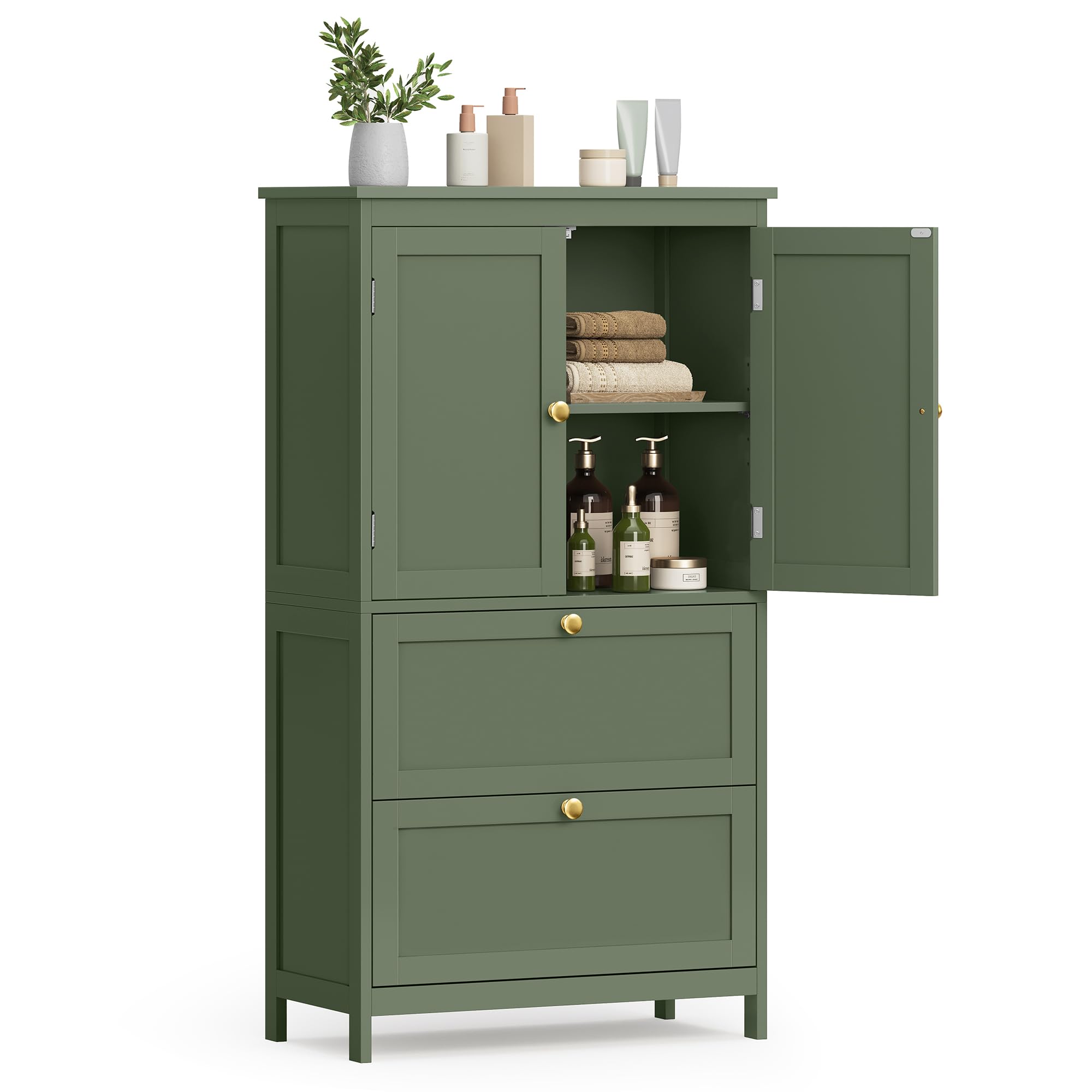 Gabinete De Almacenamiento De Piso Para Baño Vasagle Forest Green Ubbc551c01 - Venta Internacional.