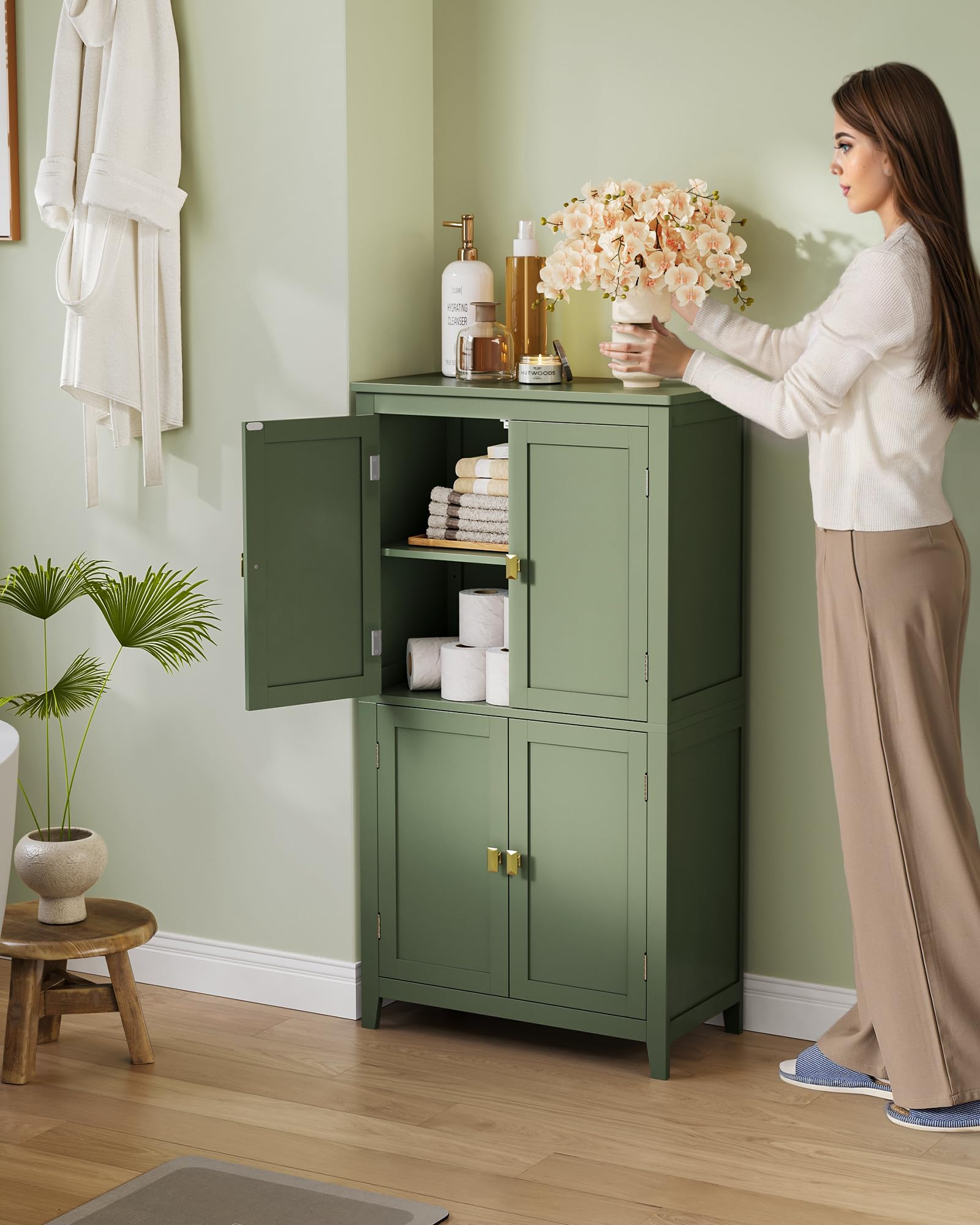 Foto 7 | Gabinete De Almacenamiento De Piso Para Baño Vasagle Forest Green - Venta Internacional.