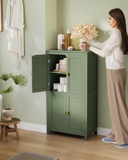 Foto 7 | Gabinete De Almacenamiento De Piso Para Baño Vasagle Forest Green - Venta Internacional.