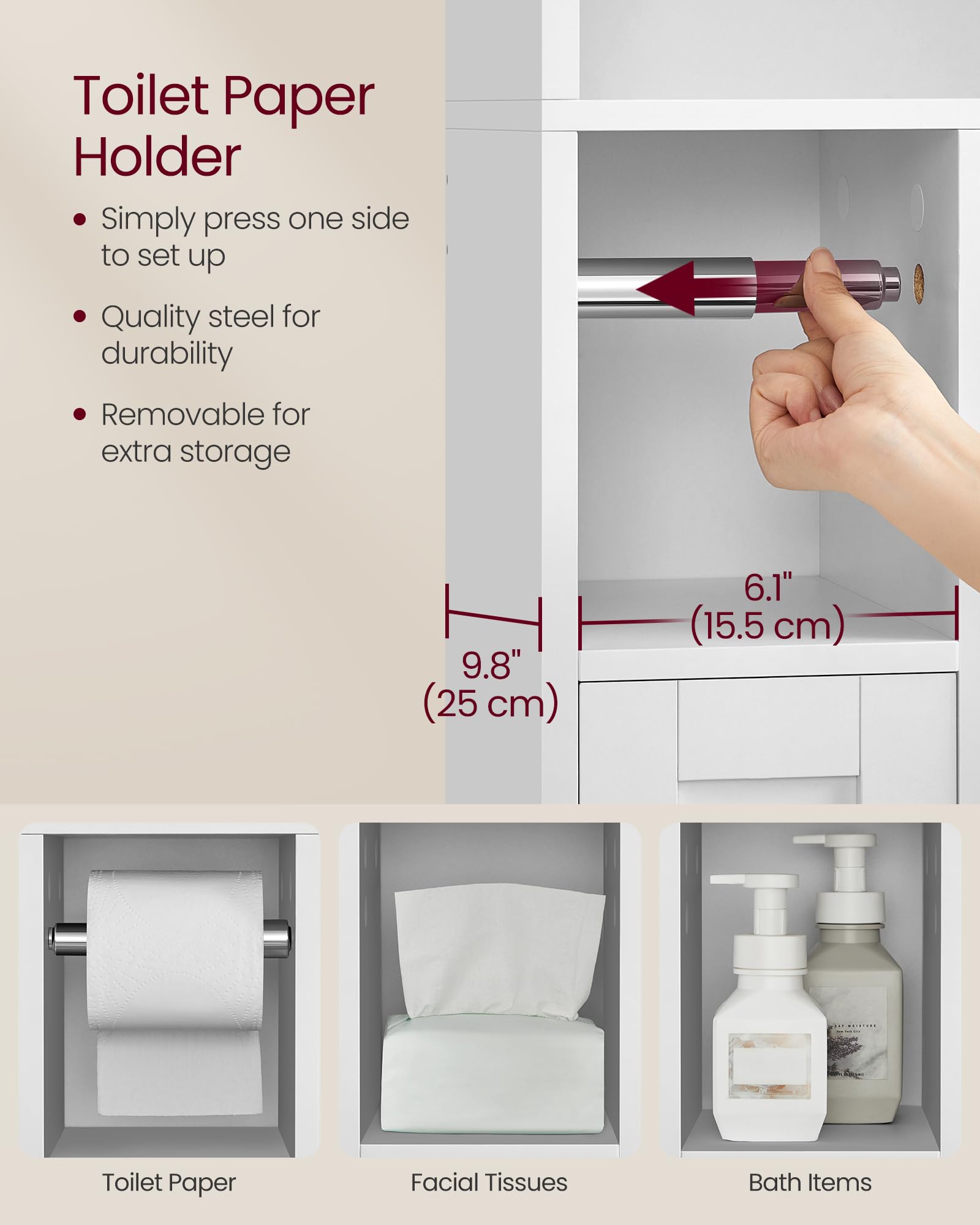 Foto 4 | Estante De Almacenamiento Para Colocar Sobre El Inodoro Vasagle Cloud White Ubts018w01 - Venta Internacional.