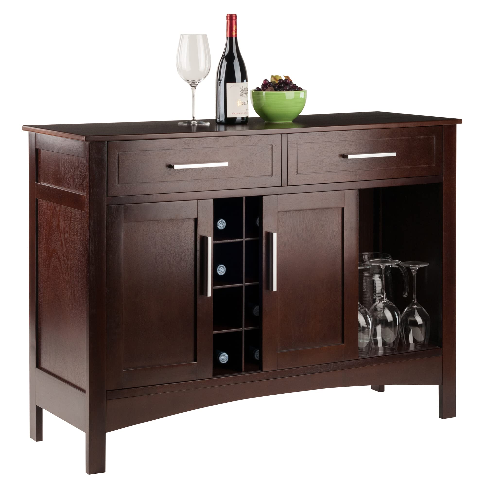 Foto 8 pulgar | Armario Buffet Winsome Gordon Con Puertas Corredizas, Color Nogal - Venta Internacional.