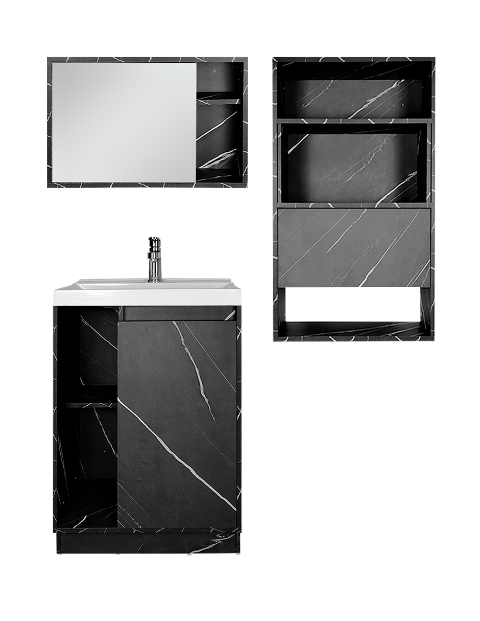 Combo Gabinete + Botiquín Con Espejo + Sobre Wc Modelo Viena