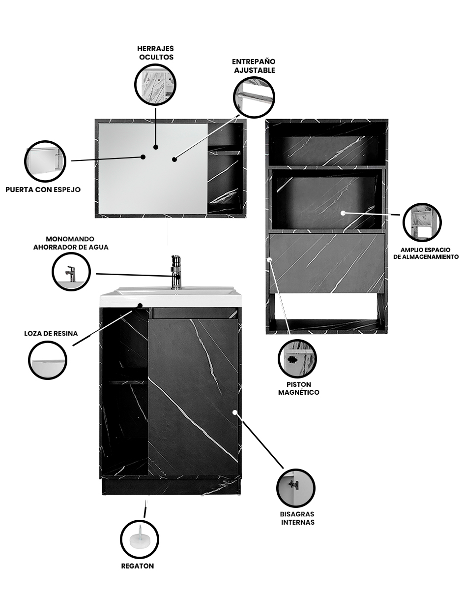 Foto 4 pulgar | Combo Gabinete + Botiquín Con Espejo + Sobre Wc Modelo Viena