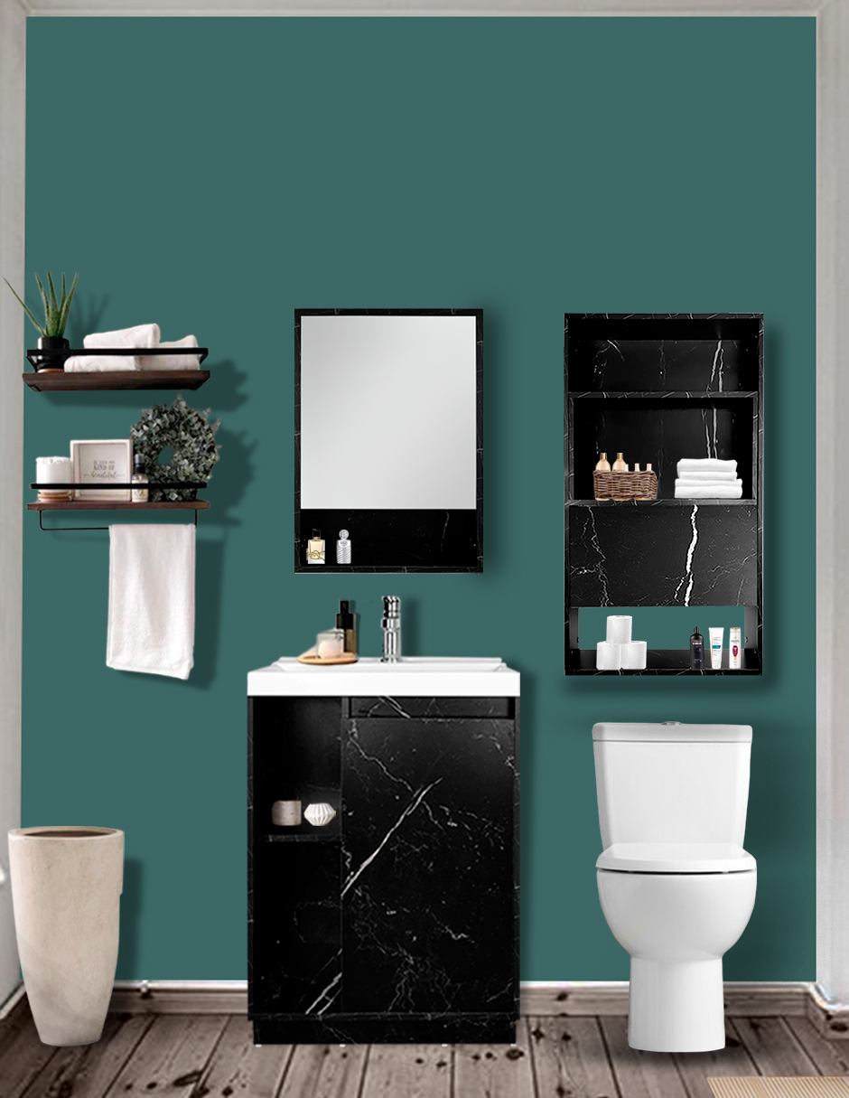 Foto 3 pulgar | Combo De Baño Moderno, Gabinete Con Botiquín Y Mueble Sobre Wc, Combo Dublín