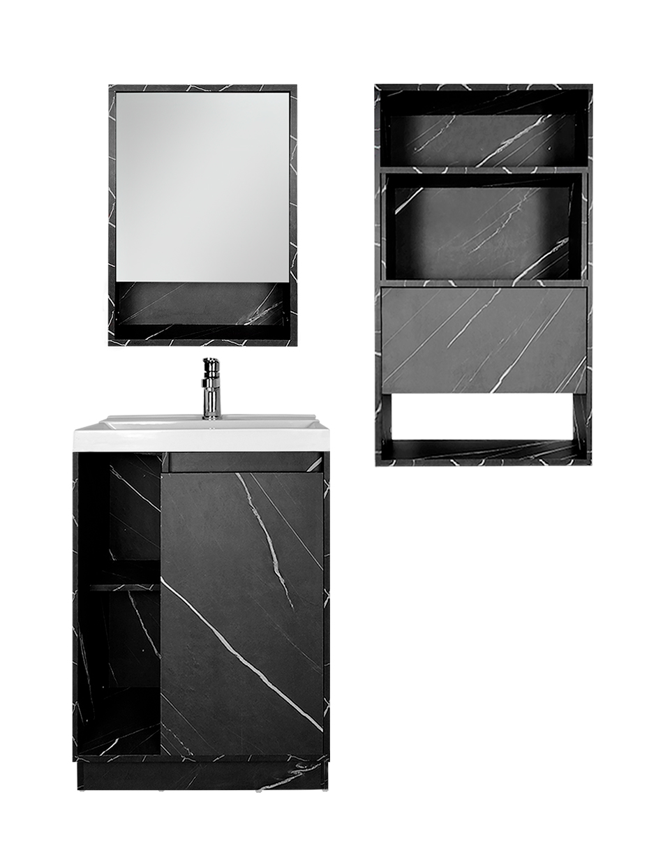 Foto 2 pulgar | Combo De Baño Moderno, Gabinete Con Botiquín Y Mueble Sobre Wc, Combo Dublín
