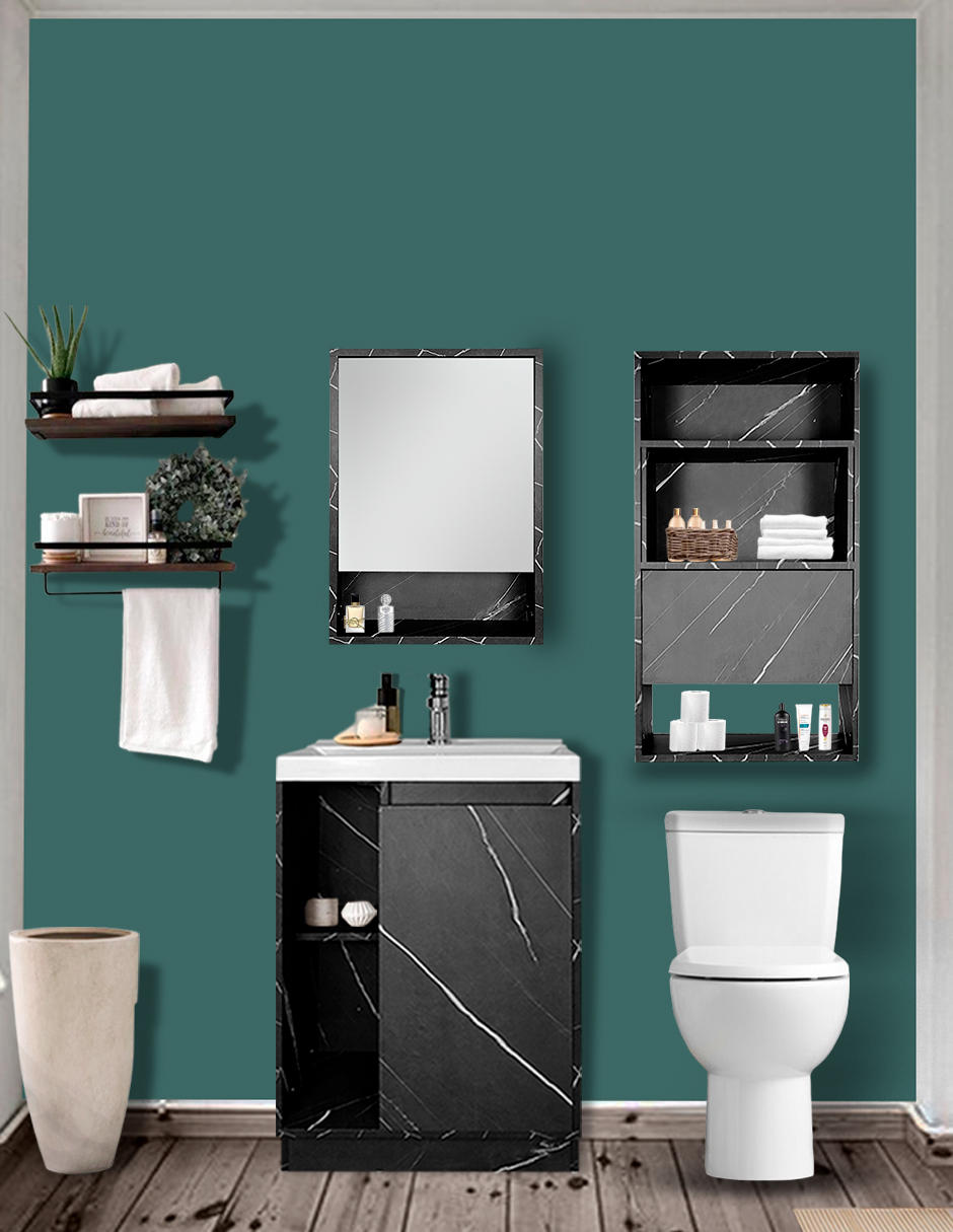 Foto 3 pulgar | Combo De Baño Moderno, Gabinete Con Botiquín Y Mueble Sobre Wc, Combo Dublín
