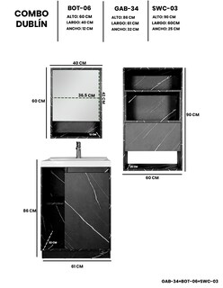 Foto 4 | Combo De Baño Moderno, Gabinete Con Botiquín Y Mueble Sobre Wc, Combo Dublín