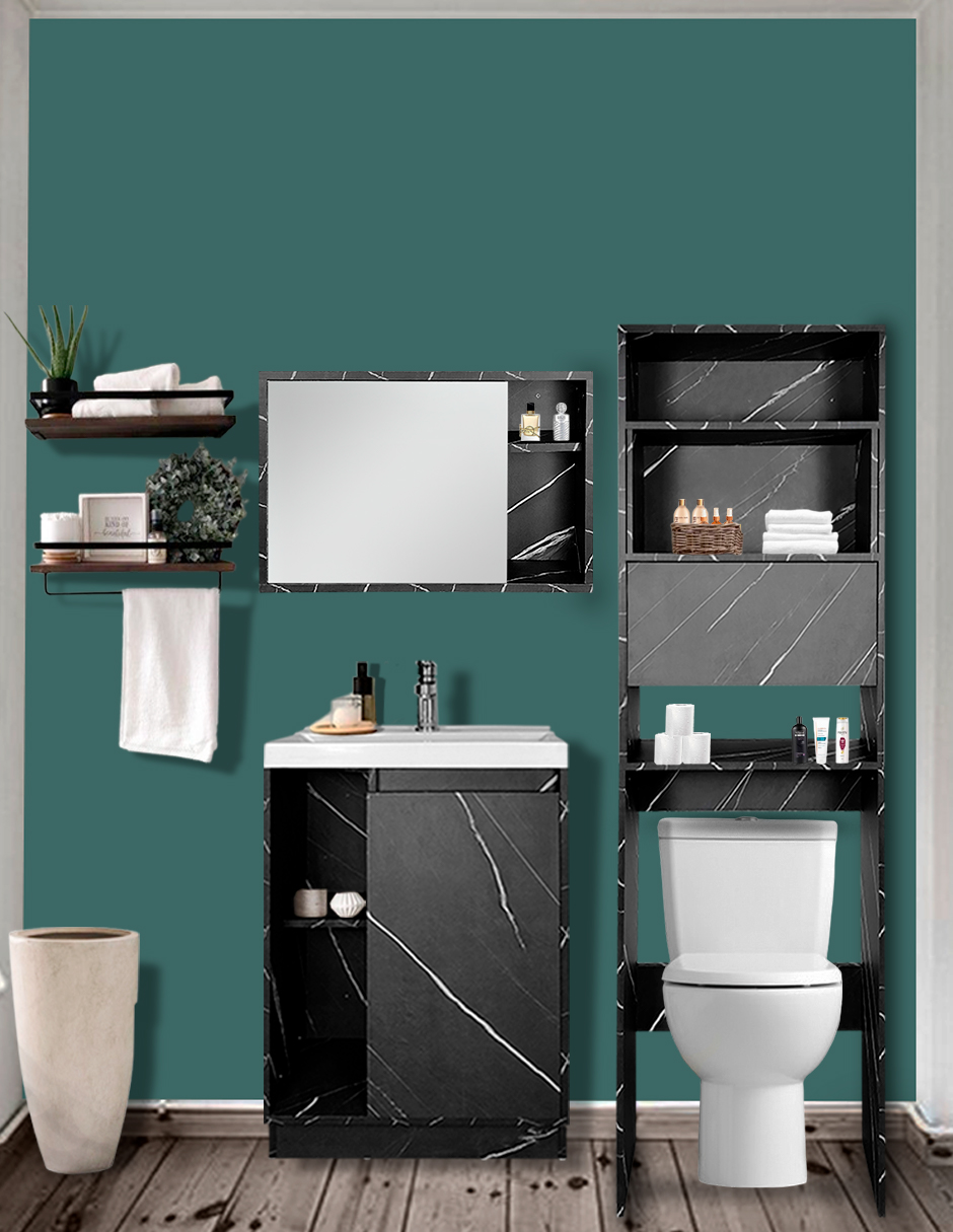 Foto 3 pulgar | Combo Milán. Gabinete De Baño Con Botiquín Y Mueble Sobre Wc.