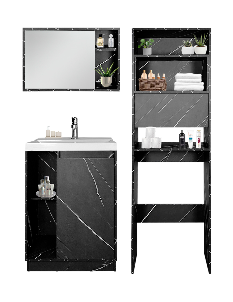 Foto 9 pulgar | Combo Milán. Gabinete De Baño Con Botiquín Y Mueble Sobre Wc.