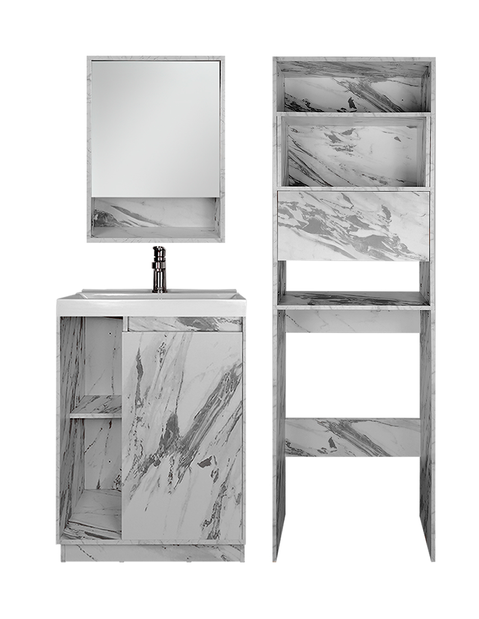 Combo Barcelona Combo Gabinete Para Baño Con Botiquín Y Mueble Sobre Wc.